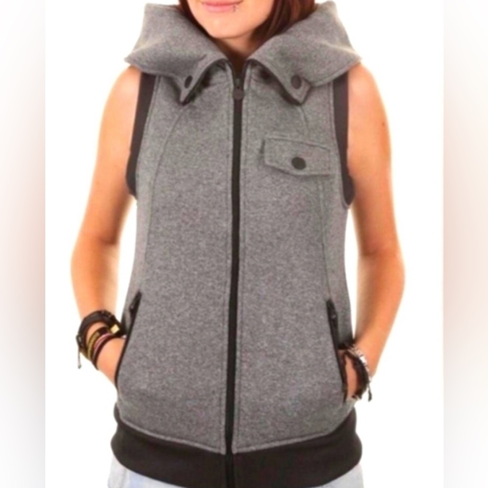 Burton Dryride Gray Hooded Snowboarding Skiing Snow Vest Size Small